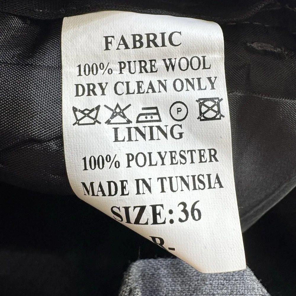 NWT Bachrach Super 120's Wool Pants 36 R X 36" Unhemmed Grey Pleated Lightweight - Picture 4 of 10